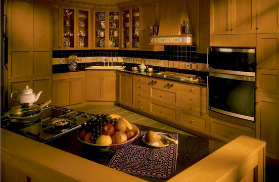 kitchen cabinets - custom built house - maple doors